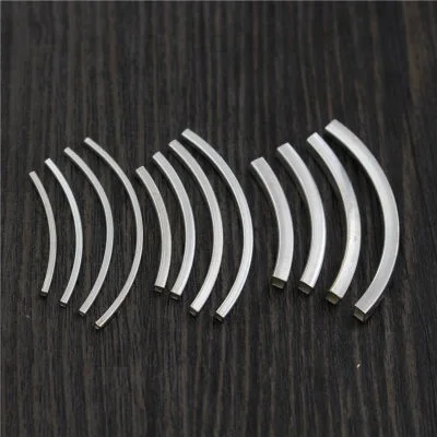 

925 Sterling Silver Curved Square Tubes Curved Tube Spacer Bars Tubes Beads Diy Jewelry Bracelet Finding Wholesale, N/a