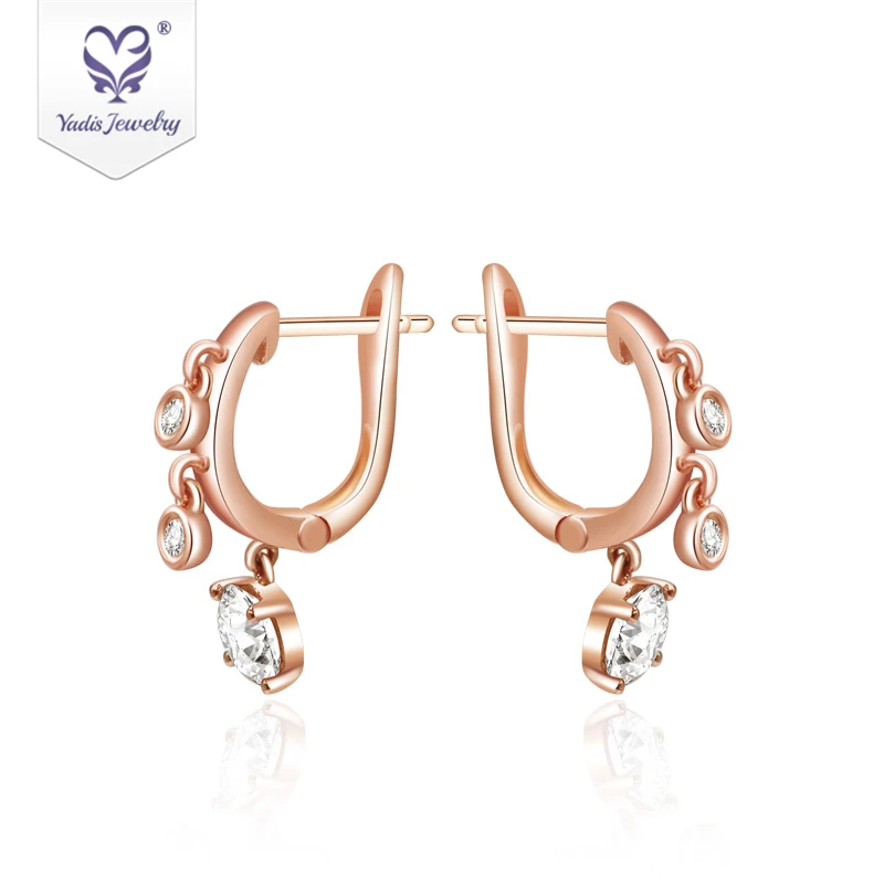 

Yadis jewelry wholesale 14k rose gold filled moissanite diamond gemstone hoop earrings for woman