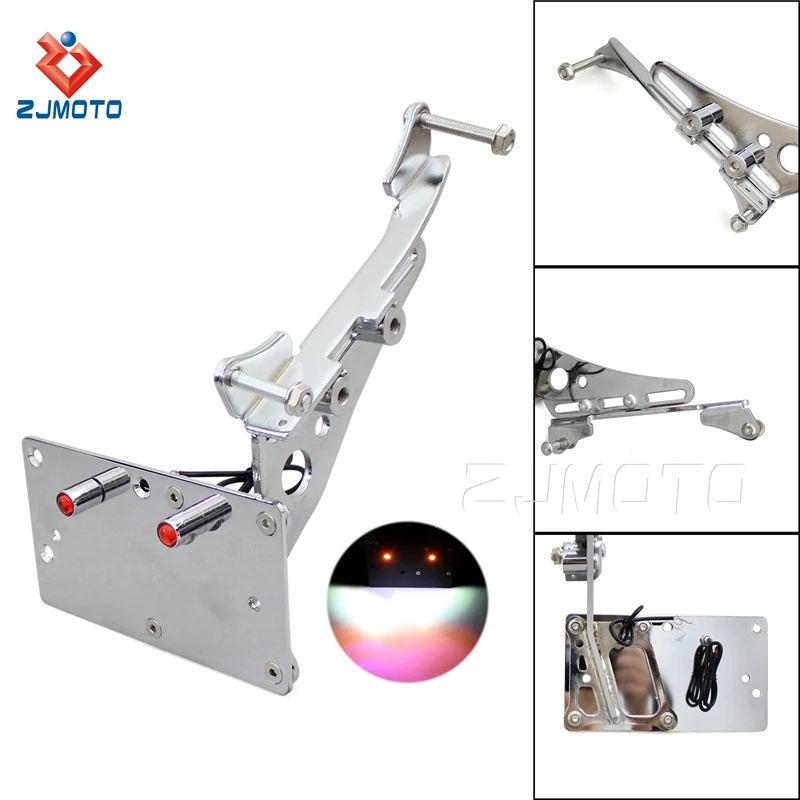 Motorcycle Aluminum License Plate Bracket With Led Light For Harley Sportster Xl883 20042017