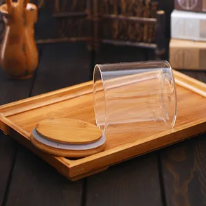 High borosilicate small pyrex glass jar with bamboo lid