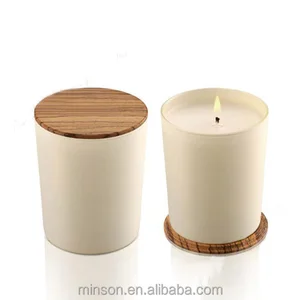 frosted glass candle jar with lid scented candle with wooden cap