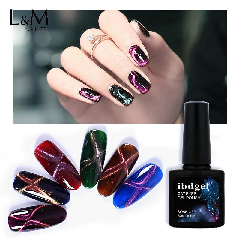 

ibdgel brand organic glaze cat eyes gel nail polish magnetic 5d uv gel easy soak off gel polish, 6 colors