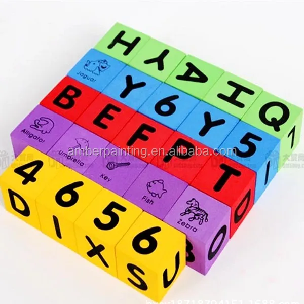 Custom design educational alphabet number printing eva foam dice toy