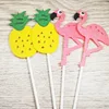 Originality Baking Cake Decorate Pineapple Flamingo Coconut Tree Flag Illustration