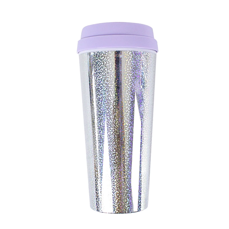 

Double wall plastic glitter vacuum tumbler with straw and lid, Any colors are available