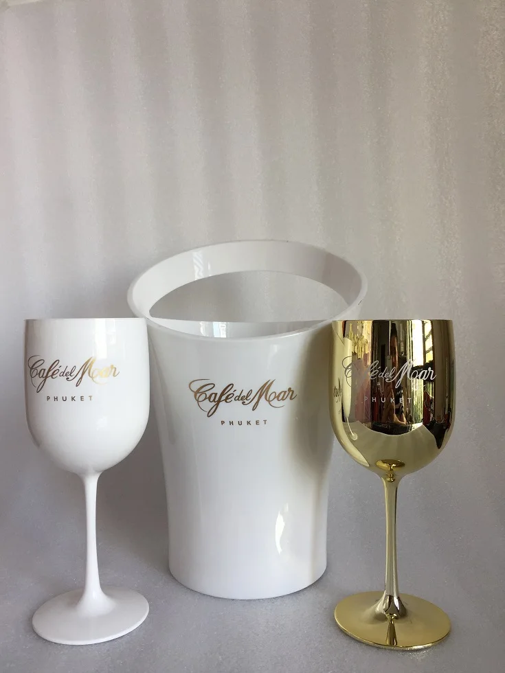 White Acrylic Champagne Glass Goblet For Bar Clus Buy Golden Colored
