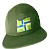 Washed green 5 panel private label low profile leather patch adjustable snapback hat