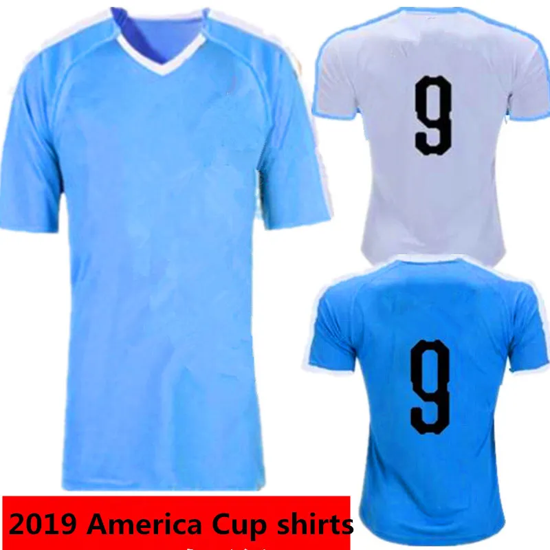 

Free shipping to Uruguay thailand quality football shirt 2019 customs Cavani Suarez soccer jersey, Blue, white