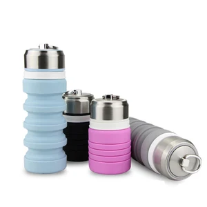 Image of Outdoor Foldable Silicone Collapsible Water Bottle