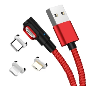 5A Fast Charging 3 1 Magnetic USB Data Cable 90 Degree L Type Connector