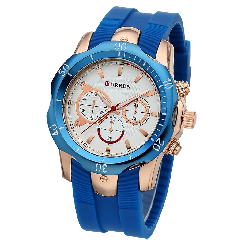 

Silicone Straps Watches Man Curren 8163 Luxury Brand Men's Quartz Watch Analog Wristwatches Casual Men Sport Watches Male Clocks