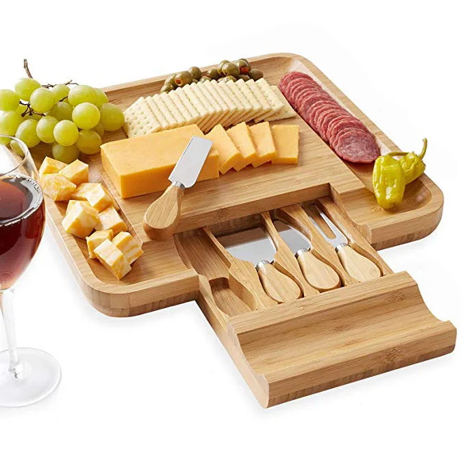 Bamboo Cheese Board With 4 Knife Set Multifunction For Chosen Buy Cheese Board Set,Cheese