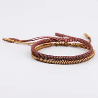 

Handmade Woven Knitted Tibetan Buddhist Wristbands Lucky Knots Sliding Rope Braided Buddha Bracelet for Protection Jewelry