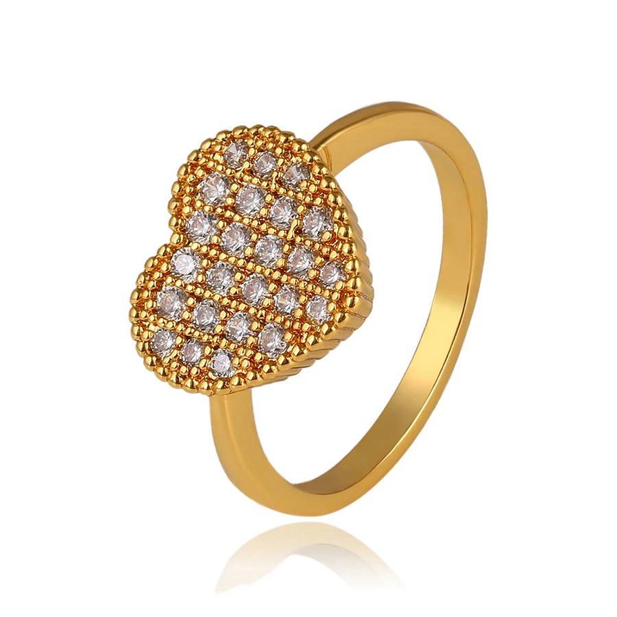 

14114 xuping engagement 24k gold plated color diamond heart shape design ring