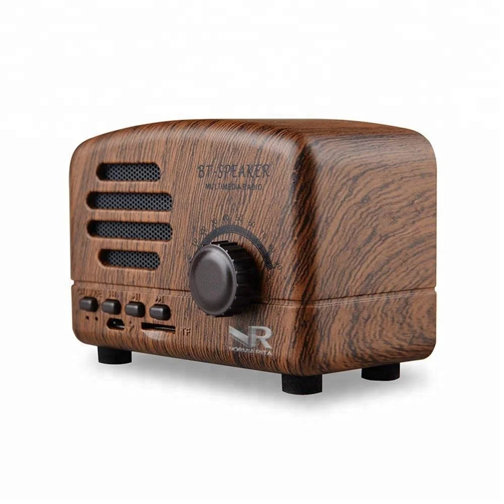 Newest Portable Retro Radio Shape Wireless Bluetooths Speaker Wood Wireless Speaker