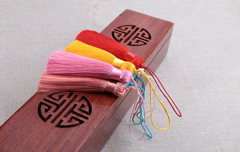 26 Color 8cm Anti Wrinkle Vertical Ice Silk Hanging Tassels Bookmarks