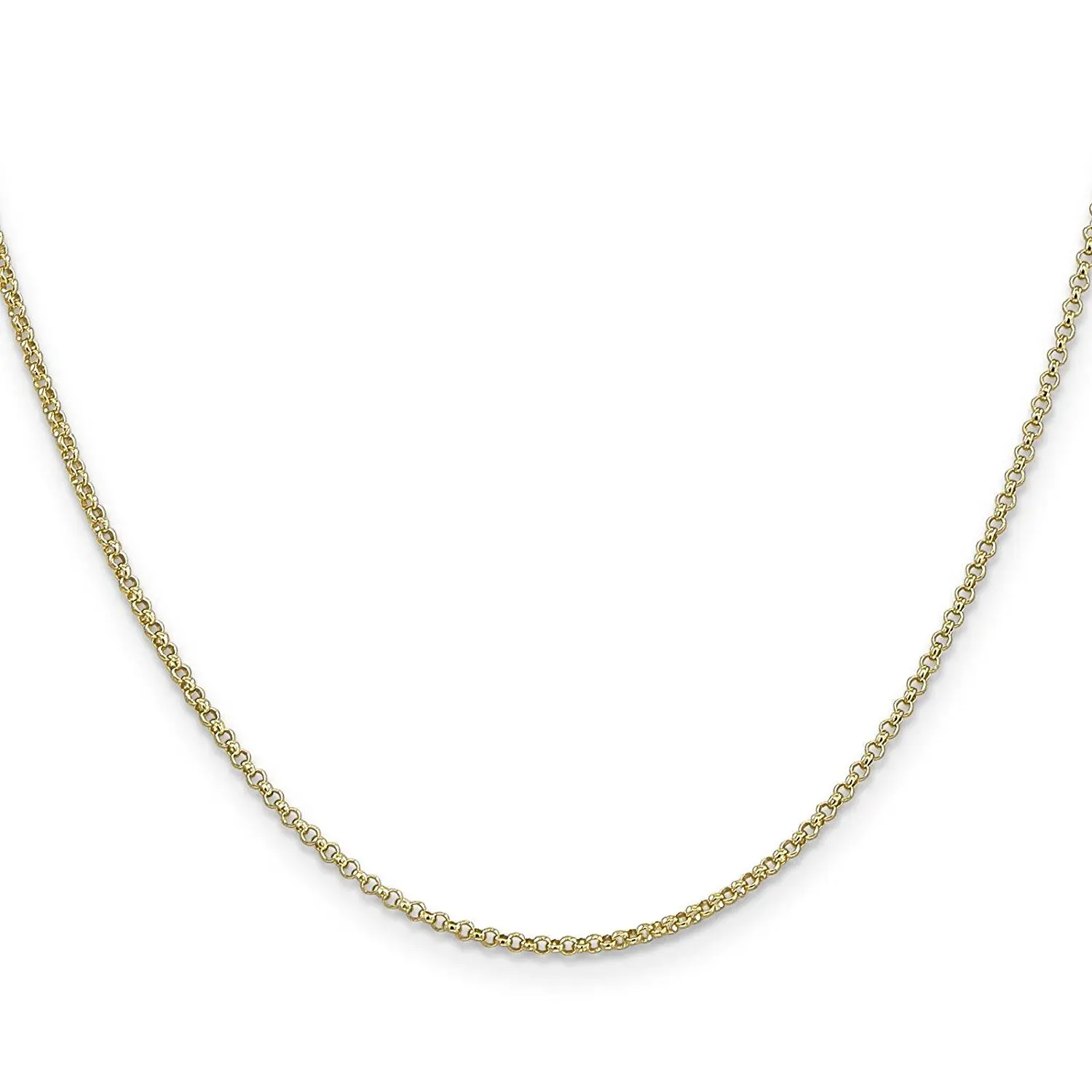 Ioka 14K Yellow OR White Solid Gold 2.1mm Classic Rolo Cable Chain Necklace with Lobster Clasp