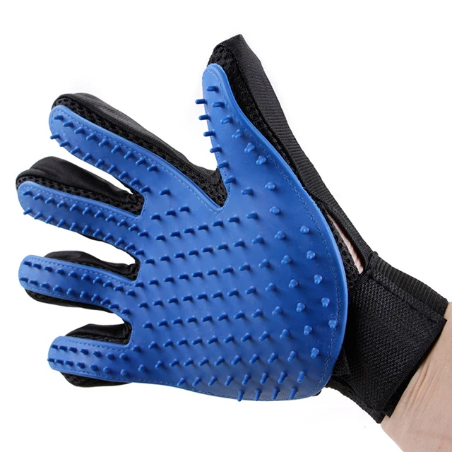 

Silicone pet grooming glove cleaning bath gloves massage brush, Black+blue,customized