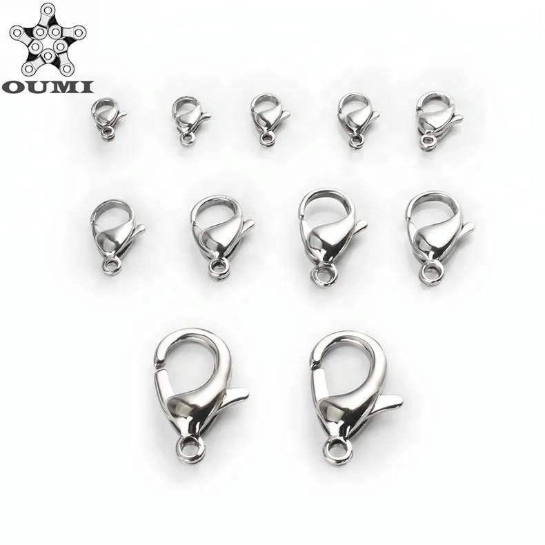 

OUMI Curved Lobster Clasps 7x12mm Silver Plated Lobster Claw Clasps DIY Jewelry Fastener Hook necklace DIY Fasteners, Silver/gold/black