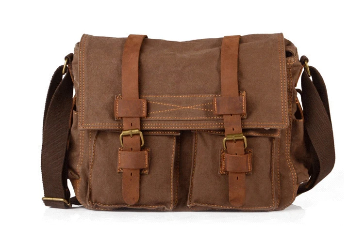 European vintage elegant design cotton canvas unisex shoulder messenger crossbody sling satchel bag