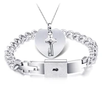 

Key Necklace 316LStainless Steel Wedding Bridal Lock Bracelet Necklace Jewelry Set, OEM/ODM Accept