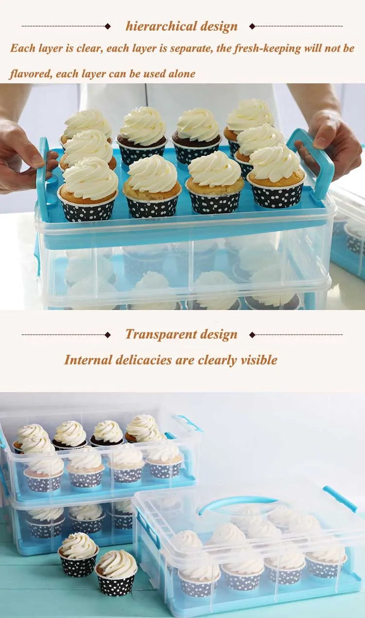 3 Layer Cupcake And Cookie 36 Large Carrier Two Tiered Holder Stack And