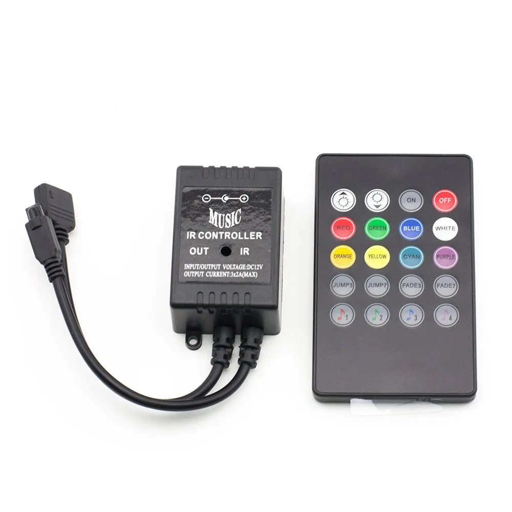 Music controller Audio sound sensitive for LED RGB Strip with 20keys IR remote for led robbion DC12v Black