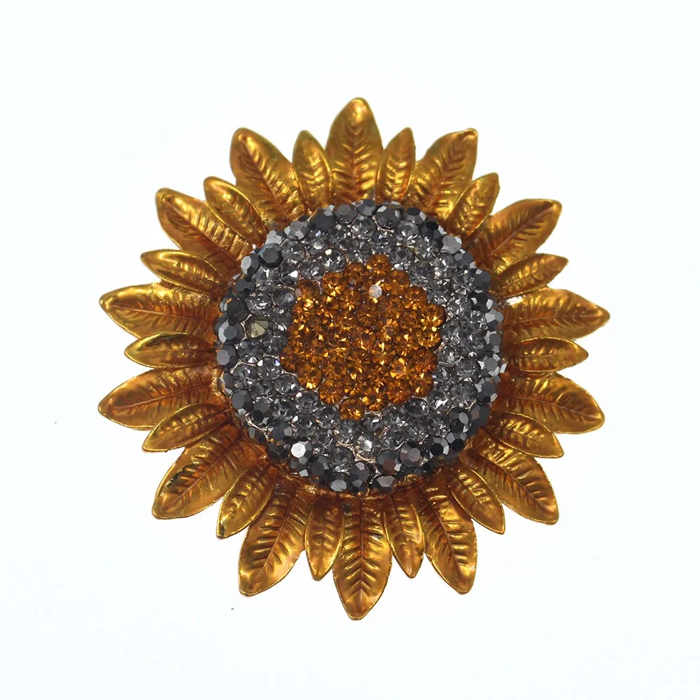 

55mm Sunflower Brooches Handmade Brooch Rhinestone Crystal Sunflower Brooch Pin For Women, Picture