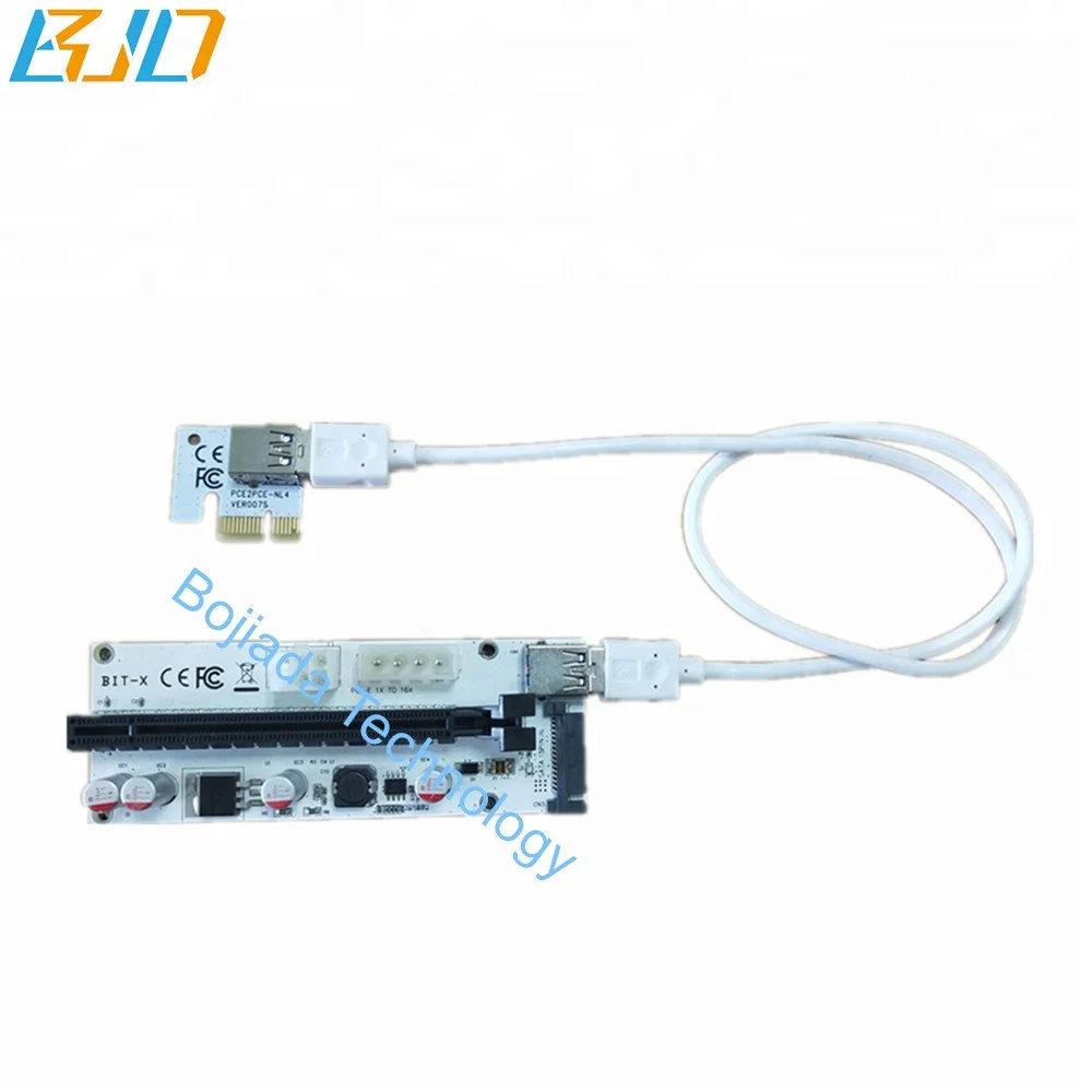 

BIT-X white PCIe riser Sata / 4Pin /6pin power interface PCI-E x1 to x16 Riser Card for GPU miner