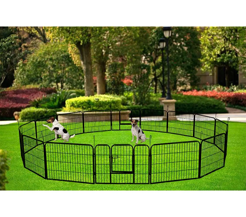 

USA Warehouse Direct Price 16-panel Heavy Duty Outdoor Folding Metal Puppy Exercise Fence Pet Dog Playpen, Black/customized