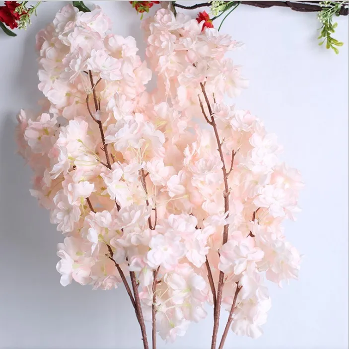3 Branches Dense Artificial Flower White Cherry Blossom Silk Flowers
