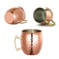 

Bar accessories 16oz Copper Beer moscow mule mug 304 Stainless steel Mug 500ml Copper Plated Cocktail Vodka drinking cup