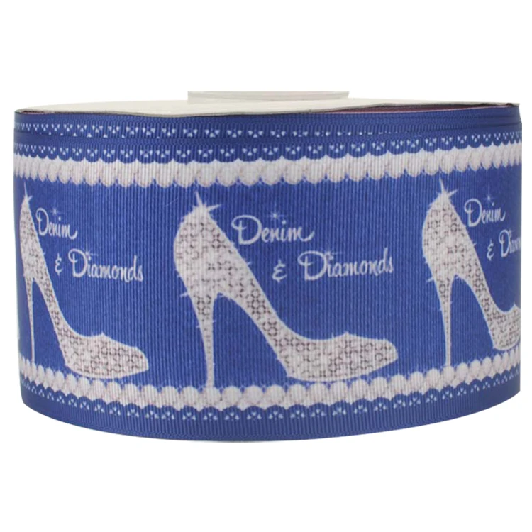 

75 mm Denim and Diamonds high heel pattern printed ribbons