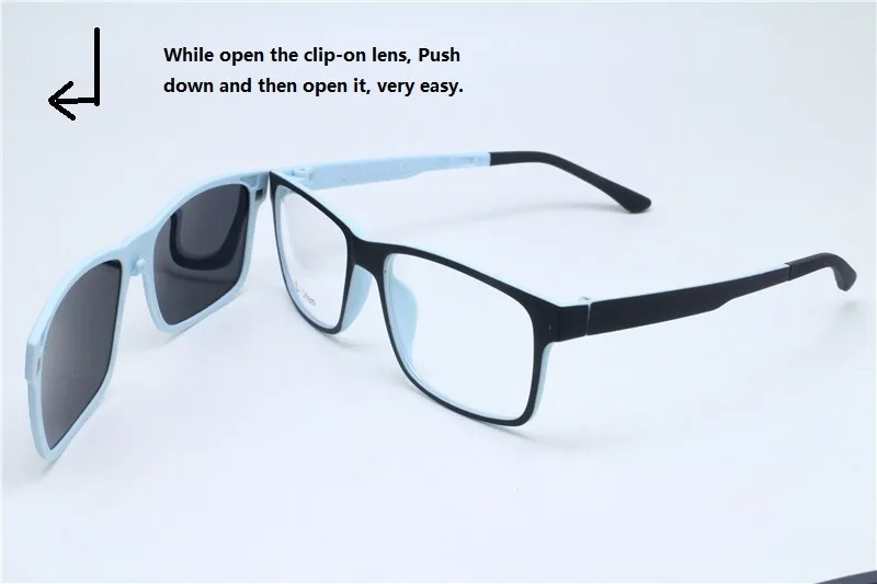 Tr90 Opitcal Glasses Square Frame With Clipon Polarized