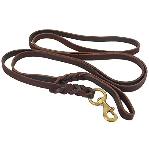 Wholesale pet supplies soft leather dog leash for walking luxury leather straps for dog leash