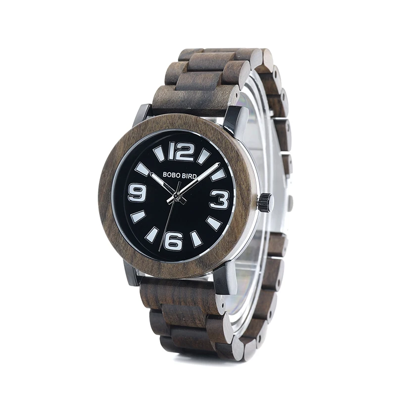 

BOBO BIRD Fashion Metal Wood Watch for Men with Wood Band Quartz Watch in Wooden Box