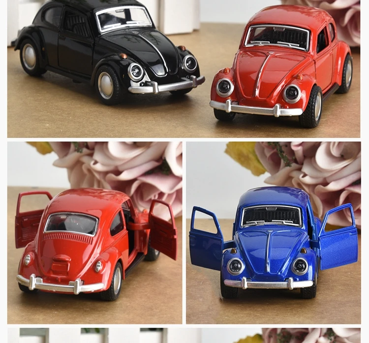 Mini Auto Model Toy Alloy Car 136 Scale Vintage Convertible Pull Back Alloy Metal Flashing 