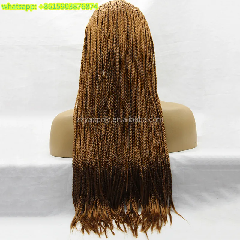 14 - 26 inch 4 styles blonde brown african long synthetic lace front braided wigs