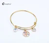 DIY New fashion life tree round rhinestone nice evil's eye pendent bracelet gold bangle silver bangles