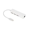 Mini Portable USB 2.0 Hub Type C to RJ45 Ethernet Gigabit Lan 3 Ports USB Adapter Support for Windows 7/8