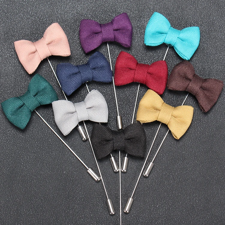 

Free Shipping 10 Colors Bulk Bowknot Fabric Brooch Pin Bow Lapel Pin For Suits Men, 10 colors as photos