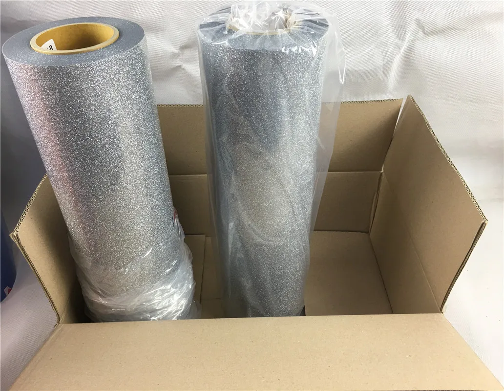 Neon green color glitter heat transfer film 50cm*25m korean quality for garment