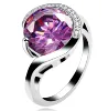 Uloveido Cubic Zirconia Ring for Women, Statement Wedding Engagement Crystal Fashion Jewelry, Red/Purple Round Rings J087