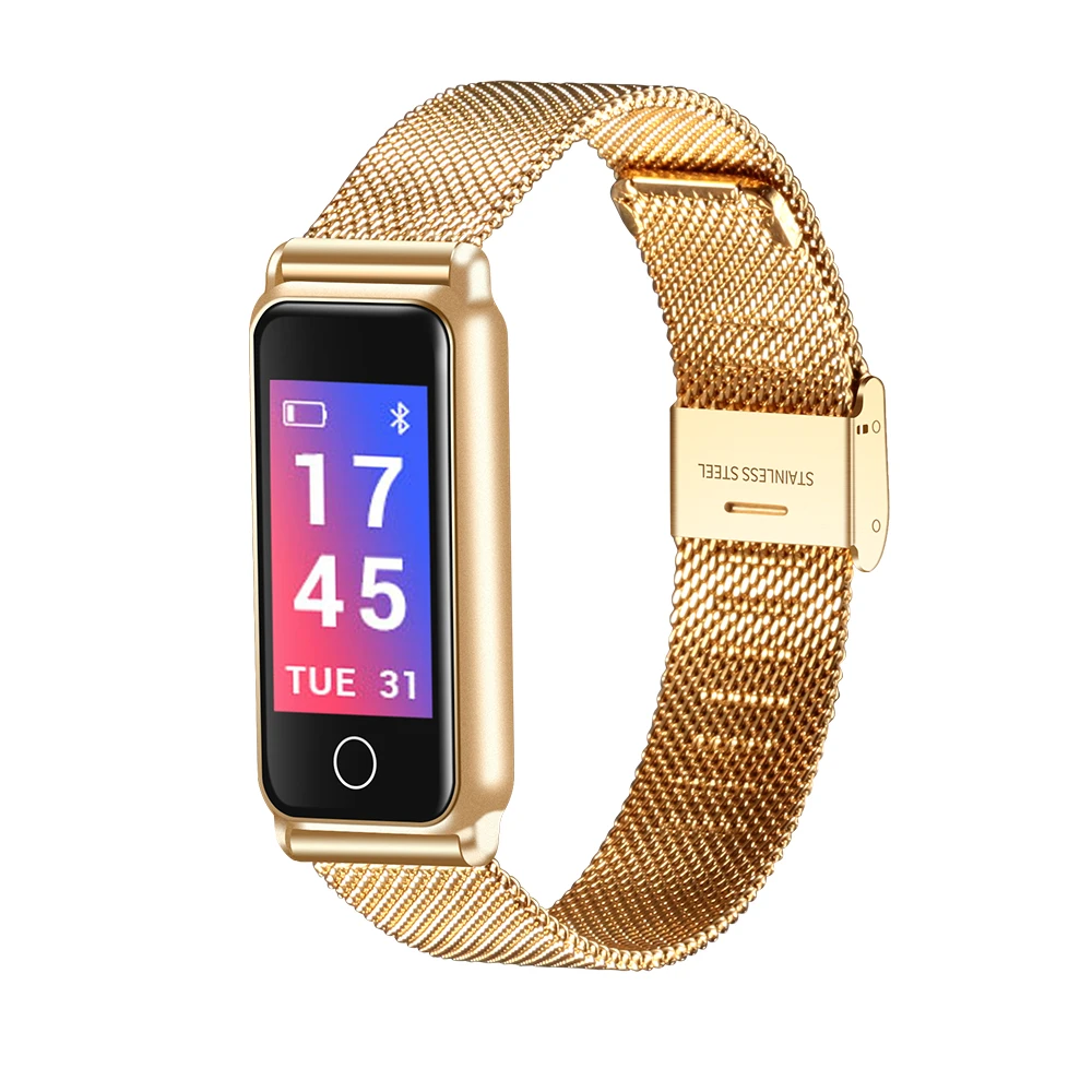 

Health Activity Stainless Steel Metal Waterproof Tracker Smart Band with Pedometer Calorie Message Push Smart Bracelet Watch, Sliver;golden;ash