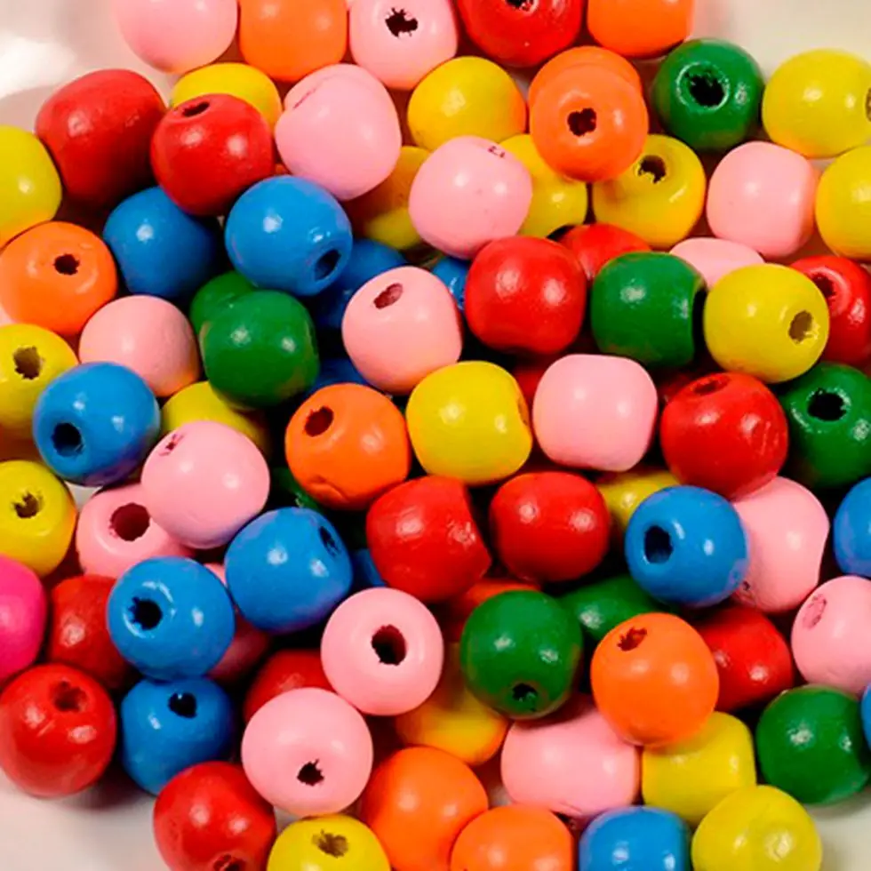 Premium material natural bulk round colorful craft wooden beads