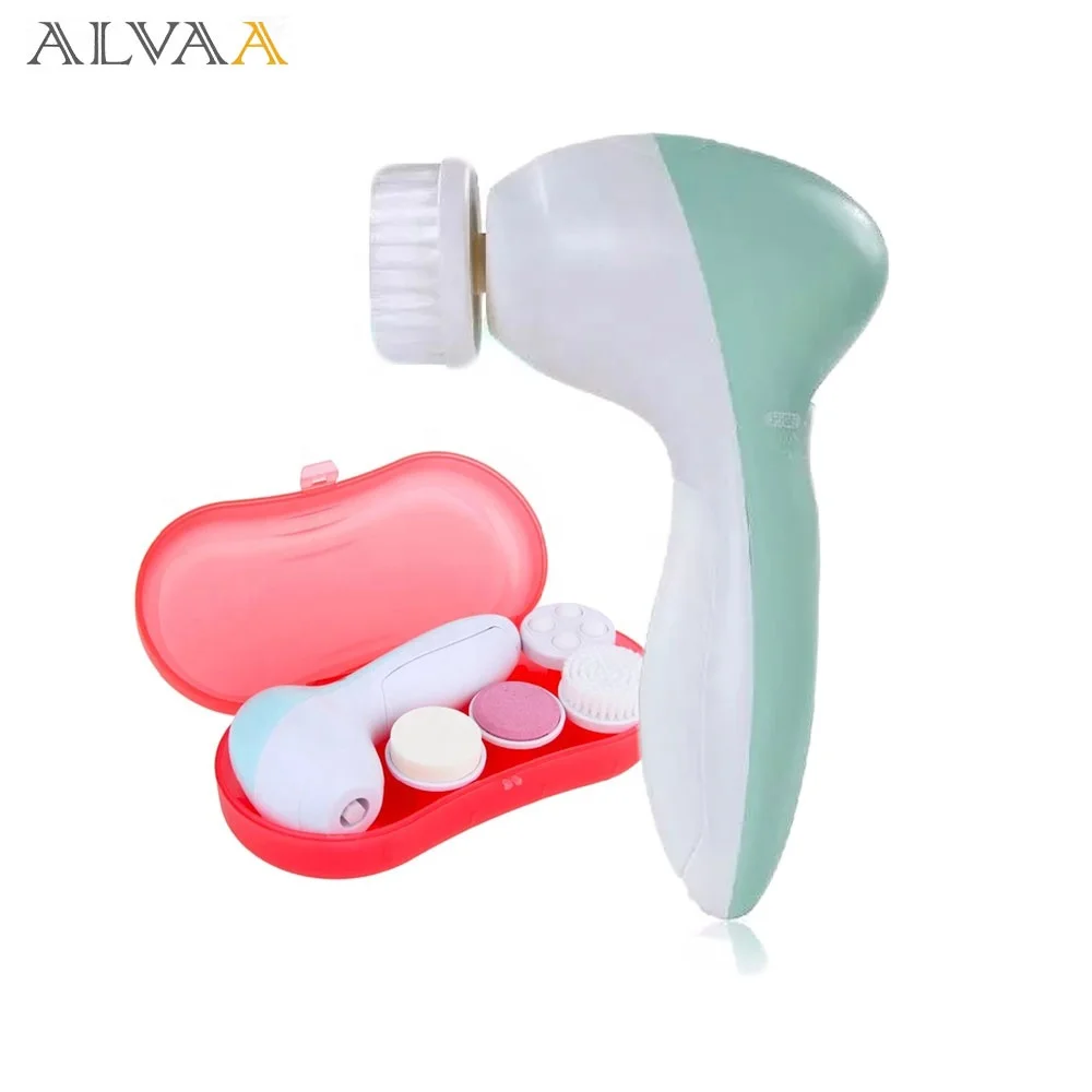 

4 in 1 Beauty Care aaa batteries Multifunction Electric Facial Cleansing Makeup removing brush with puff, Pink, blue,oem