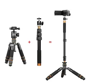 QingZhuangshidai Q166A table mini tripod +Q148 selfie stick monopod with free phone holder and bluetooth for camcorder