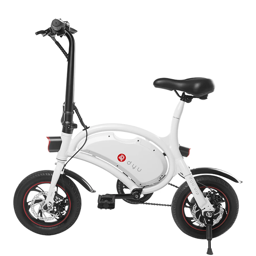 

LED display 12 inch small wheel portable folding electric bicycle DYU D2, White/black/red