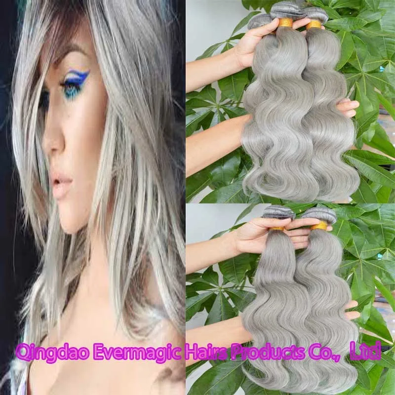

Grey/Gray Brazilian Virgin Hair Body Wave Human Hair Weave 8A Unprocessed Brazilian Body Wave Bundles silver Hair Weft Extension