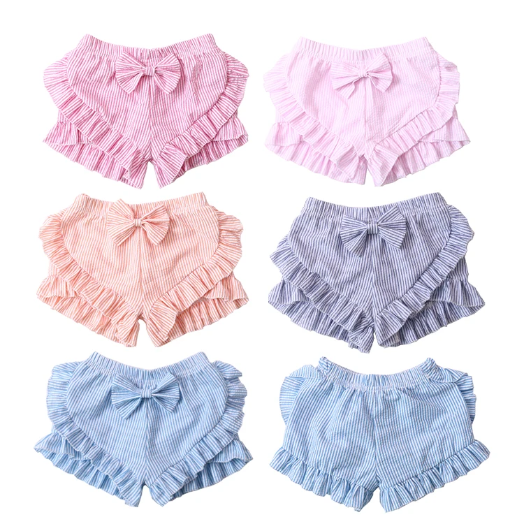 

Hot selas summer boutique girls seersucker ruffles shorts